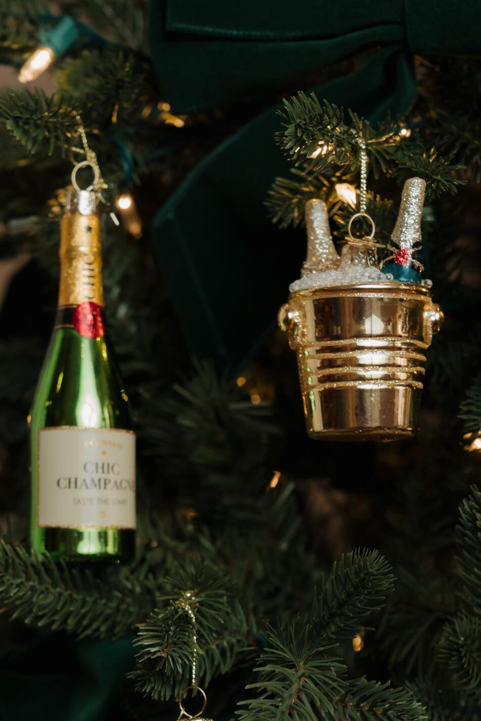 Champagneflasker i vinkøler juleophæng - H8,5 cm